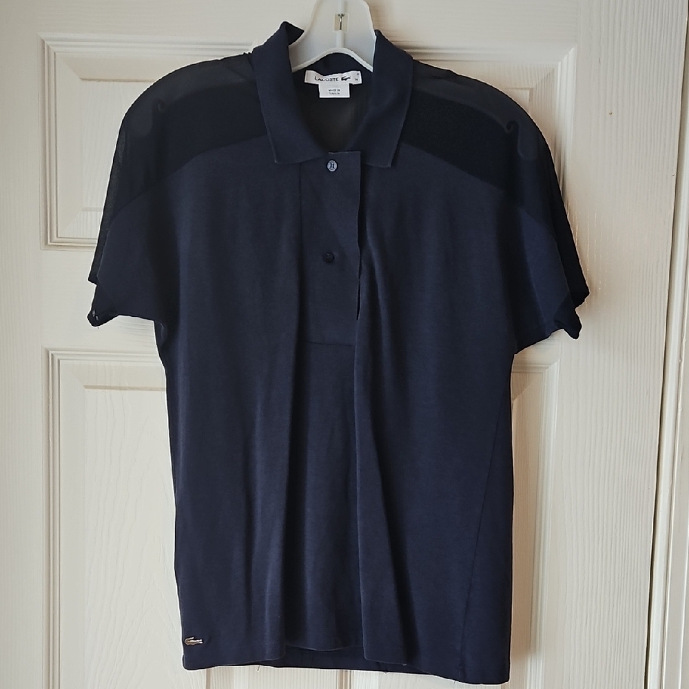 Lacoste Collard Shirt With Sheer Shoulders